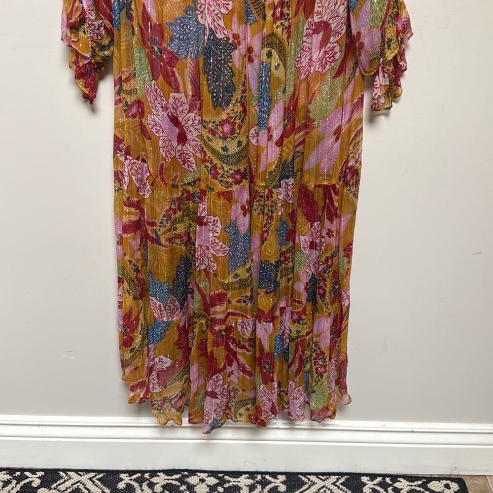 NEW FARM RIO banana floral beaded maxi dress medium - Picture 12 of 12